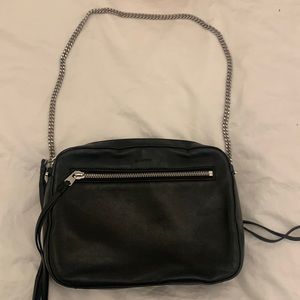 All Saints Black Leather Crossbody Bag